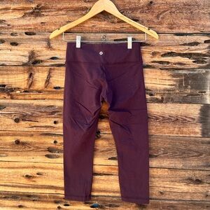 LULULEMON | Maroon Burgundy Crop Mesh Side Panel Capri Yoga Leggings 4